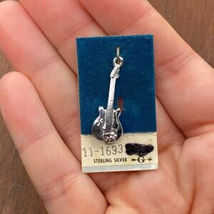 Vintage Griffith 925 Sterling Silver Electric Guitar Pendant Bracelet Charm